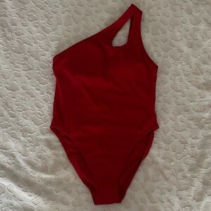 Shade and Shore One-Shoulder Red Swimsuit NWT